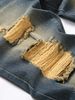 Men's Ripped Straight Fit Denim Jeans – Vintage Blue Washed Cotton Pants For Street Style (Sizes 28-40, Classic Blue)_mkmklike.com