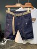 Men's Stretch Denim Shorts Thin Straight Leg Capri Pants Loose Fit Casual Outerwear_mkmklike.com