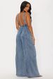 Women's Fashion Washed Denim Jumpsuit American Style Wide Leg Overalls Long Pants_mkmklike.com