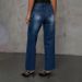 High-Waisted Straight Leg Jeans For Women - Slim Fit Stretch Denim With Distressed Hem & Fringe Details_mkmklike.com