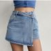 High Waisted A-Line Denim Shorts For Women Light Color Faux Two-Piece Design Slimming Sexy Mini Skirt England Style Fashion_mkmklike.com