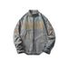 Northfold Washed Gray Stand Collar Denim For Men Spring Vintage Trendy Brand Zipper Embroidered American Harrington Jacket_mkmklike.com