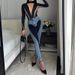 Vintage-Inspired High-Waisted Jeans – Contrast Panel & Side Slit Detail (95% Cotton, Sculpting Fit, Hand-Wash Recommended)_mkmklike.com