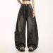 Men's Patchwork Cargo Jeans Straight Leg Loose Fit Large Pockets Trendy Cool American High Street Style_mkmklike.com