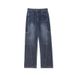 Men's Trendy Brown Retro Denim Jeans Loose Straight Leg High Street American Style Multi Pocket Cargo Casual Trousers_mkmklike.com