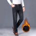 Men's Slim Fit Skinny Jeans Stretch Fleece Lined Thickened Black Casual Denim Midweight Polyester Trousers Simple Wear_mkmklike.com