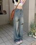 Women's Clothing Ripped Jeans For Women Autumn Retro Hot Girl Washed High Waist Slim Wide Leg Pants Mopping Long Pants_mkmklike.com