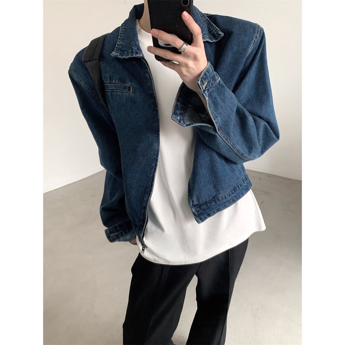 Advanced Gradient Washed Zipper American Jacket For Men In Spring And Autumn, New Niche Design Denim Clothing_mkmklike.com
