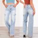 Women's High Waist Cargo Jeans - Stretch Denim Utility Pants With Multiple Pockets, Straight Leg & Streetwear Style (Light Blue, S-XXXL)_mkmklike.com