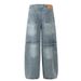 Washed Scimitar Jeans For Men American High Street Fashion Brand Deconstructed Patchwork Loose Wide-Leg Floor-Length_mkmklike.com
