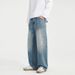Men's Distressed Patchwork Jeans – Oversized Straight-Leg Denim Pants, Streetwear Baggy Cargo Pants With Raw Hem_mkmklike.com