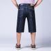 New Jeans Men's Summer Thin Straight Jeans Men's Fattened Plus Size Solid Color Business Denim Five-point Pants_mkmklike.com