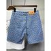Men's Summer Thin Casual Jeans 5-Point High-End Trendy Brand Jacquard Slim Fit Straight Leg Mid-Length Pants New Style_mkmklike.com
