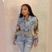 Women's Clothing Autumn And Winter Fashion Printed Color Matching Denim Jacket Jeans Two Piece Suit_mkmklike.com