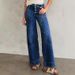 Women's Straight Leg Stretch Jeans - Mid-Rise Comfort Denim Pants, Casual & Versatile, Dark Blue (S-XXL)_mkmklike.com