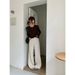 Women's Tencel Linen White Straight Leg Jeans - Early Autumn Slimming Wide Leg Pants Casual Trousers_mkmklike.com