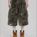 Unisex High Street Loose Straight Leg Capri Pants American Retro Washed Military Green Camouflage Ripped Jeans_mkmklike.com