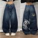 Men's Clothing Y2K Gothic Streetwear Jeans For Men – Baggy Straight-Leg Denim Pants With Distressed Wash & Graphic Prints (S-XXL, Hip-Hop Cargo Fit)_mkmklike.com