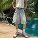 Men's Retro Washed Distressed Denim Shorts Summer Trendy Loose Wide Leg Casual Five Point Pants_mkmklike.com
