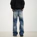Men's Clothing Men's American Streetwear Jeans - Lightning Wash Straight Leg Bootcut Denim Pants (S-3XL)_mkmklike.com