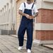 Men's Denim Overalls, Washed Casual Jumpsuit With Adjustable Straps, Streetwear Baggy Fit For Daily Wear_mkmklike.com