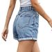 Women's High-Waisted Wide Leg Denim Shorts A-Line Style Summer 2026 Hot Girl Cross-Border Design Rolled up Personalized Pocket_mkmklike.com
