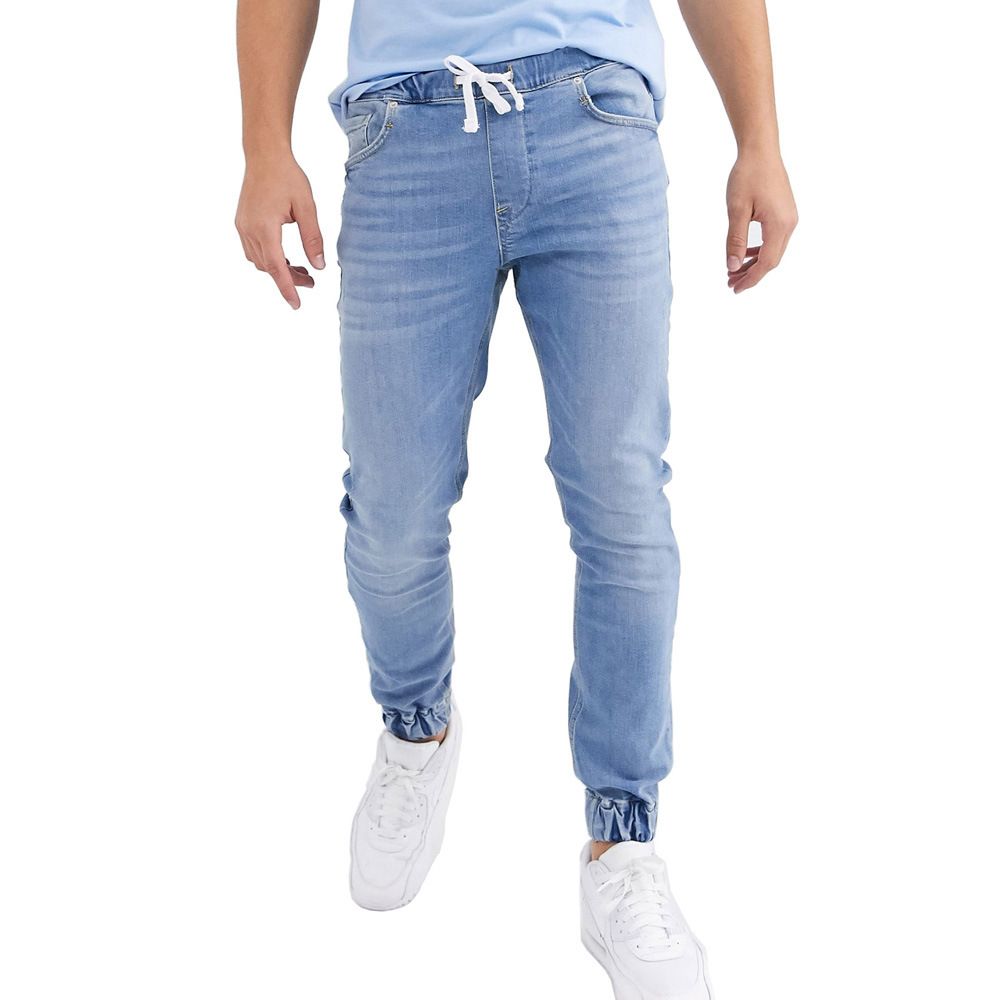 Foreign Trade Jogger Lace-Up Slim Fit Elastic Fashion Men's Jeans Size 29-36_mkmklike.com