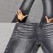 American-style Deconstructed Black Gray Pattern Clean-fit High Street Style Washed Straight-leg Jeans With A Vintage_mkmklike.com