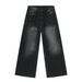 EF JEANS | 2024 New American Retro Design Lightning Pattern Washed Jeans Loose Straight Wide Legs_mkmklike.com