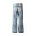 Gradient Washed Denim Men's High Street Trendy Distressed Loose Wide-Leg Lightning Scratch Straight-Leg Pants_mkmklike.com