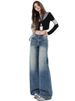 American-style Washed Whiskered High-waisted Wide-leg Jeans For Women, 2026 New Model, Loose Fit, Slimming, Embroidered_mkmklike.com