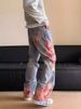 High Spring And Autumn Sunset Lace Printed Jeans Men's American Street Loose Splicing Floor Pants_mkmklike.com