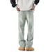 Hand-Painted Vintage Washed Jeans – Light Blue Straight Leg Cleanfit Denim For Men & Women (S-3XL)_mkmklike.com