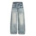 Punk Washed Gradient Water Ripple Jeans Men's Loose Wide Leg Vibe Trendy Distressed Straight Pants_mkmklike.com