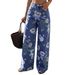 TK193 High-Waisted Wide-Leg Jeans for Women Floral Print Retro Straight Leg Trousers in Denim_mkmklike.com