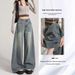 Vintage Korean Wide-Leg Jeans Women, Autumn New Loose Fit For Pear-Shaped Body, BF Lazy Style Plus Size Long Pants_mkmklike.com