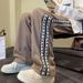 Men's Extra Large Size 150kg Large Size American High Street Waffle Pants Spring And Autumn Loose Straight Wide Legs Casual_mkmklike.com