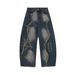 Women's Wasteland Style Washed Distressed Scimitar Jeans Casual Cotton Denim Jeans With Frayed Edge For Spring/Autumn Summer_mkmklike.com