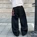 Vintage Americana Embroidered Plum Blossom Relaxed Fit Men's Jeans Y2K High Street Straight Leg Long Pants_mkmklike.com