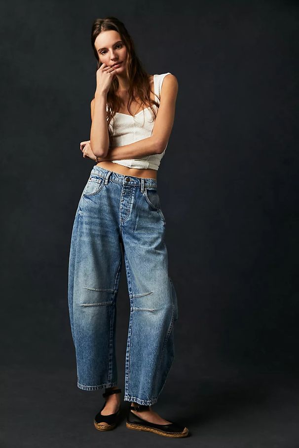 Women's Clothing Fashion Casual Women's Loose Wide Leg Pants Low Waist Washed Denim Trousers_mkmklike.com