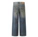 Waste Land Vintage Dirty Jeans For Men High Street Trend Wrinkled Washed Frayed Loose Wide-Leg Straight Long Pants_mkmklike.com