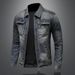 Men's Vintage Zip-Up Biker Denim Jacket – Retro Distressed Motorcycle Style Coat With Metal Accents (Classic Wash)_mkmklike.com