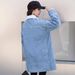 Women's Plus Size Fleece-Lined Denim Jacket With Sherpa Lining, Thick Long Coat For Winter, Casual & Elegant Style_mkmklike.com