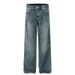 Men's Clothing High Street Retro Blue Washed Distressed Wide Leg Jeans For Men And Women Loose Straight American Trendy Brand Straight_mkmklike.com