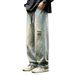 Men's Distressed Denim Jeans Vintage Washed Ripped Straight-Leg Pants American High-Street Fashion Blue/Gray S-3XL_mkmklike.com