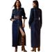 K Women's Long Sleeved Breasted Fashionable Long Dress. Excluding Belt_mkmklike.com