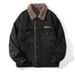 Winter Collar Lambskin For Men New Model With Added Fleece And Thickened Warm Workwear Denim Cotton Jacket_mkmklike.com