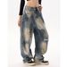 Men's Clothing Tie-Dye Gradient Jeans – Acid Wash Distressed Denim Pants (Unisex Vintage Streetwear, Wide-Leg, Raw Edge, Hand-Painted Fading)_mkmklike.com