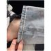 Ink Splash Ripped Straight Jeans For Women, Summer New Light Blue High Waist Loose Slimming Narrow Wide Leg Pants Trend_mkmklike.com
