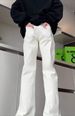 White Jeans Men's Belt Ruffian Handsome High-end Pants American High Street Wear Micro-pull Pants_mkmklike.com